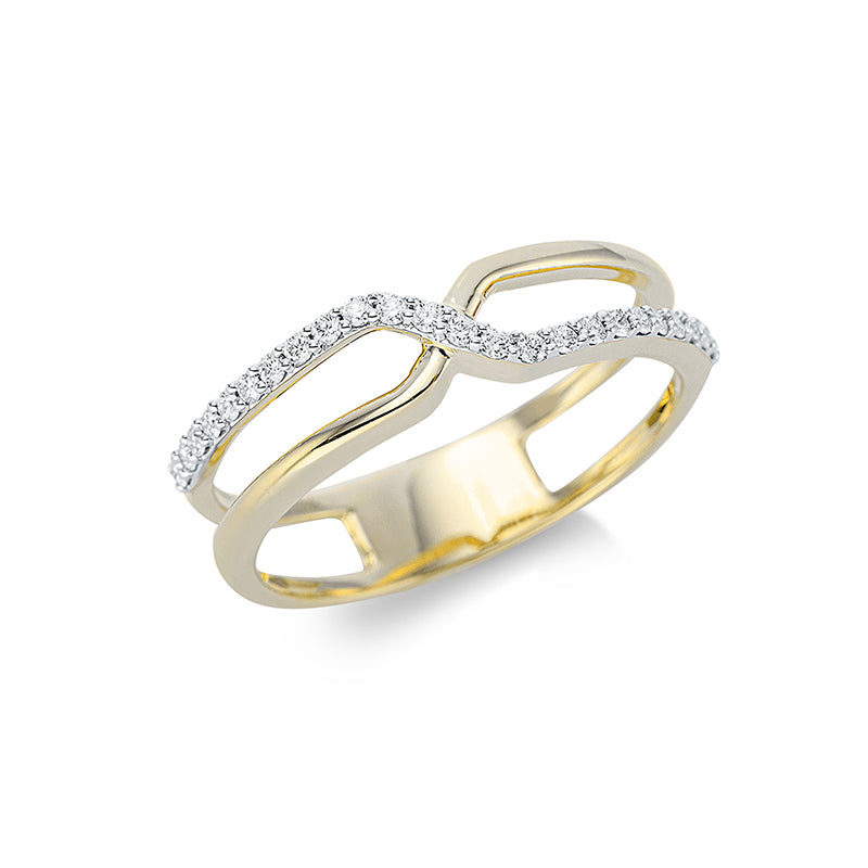 Ring 18 kt GG, 24 Brill. 0,14 ct, TW-si
