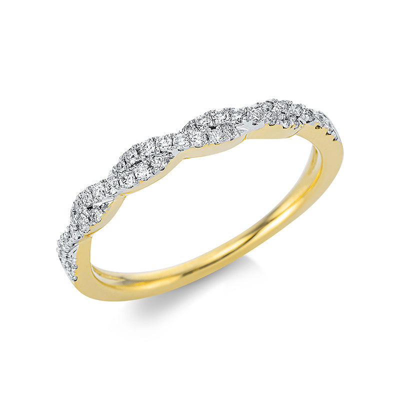 Ring 18 kt GG, 32 Brill. 0,19 ct, TW-si, 10 Brill. 0,04 ct, TW-si