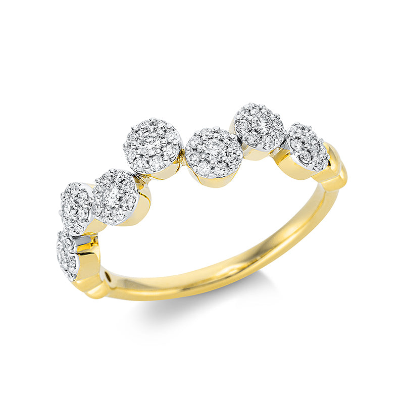 Ring 18 kt GG, 7 Brill. 0,14 ct, TW-si, 56 Brill. 0,22 ct, TW-si
