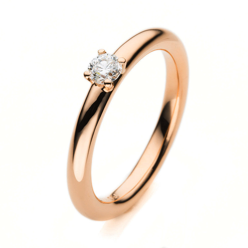 Ring 18 kt RG, poliert, 1 Brill. 0,20 ct, TW-si