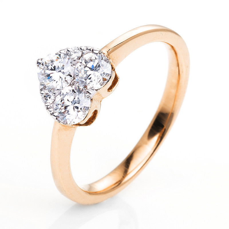 Ring 18 kt RG, 3 Brill. 0,76 ct, TW-si, 3 Brill. 0,03 ct, TW-si