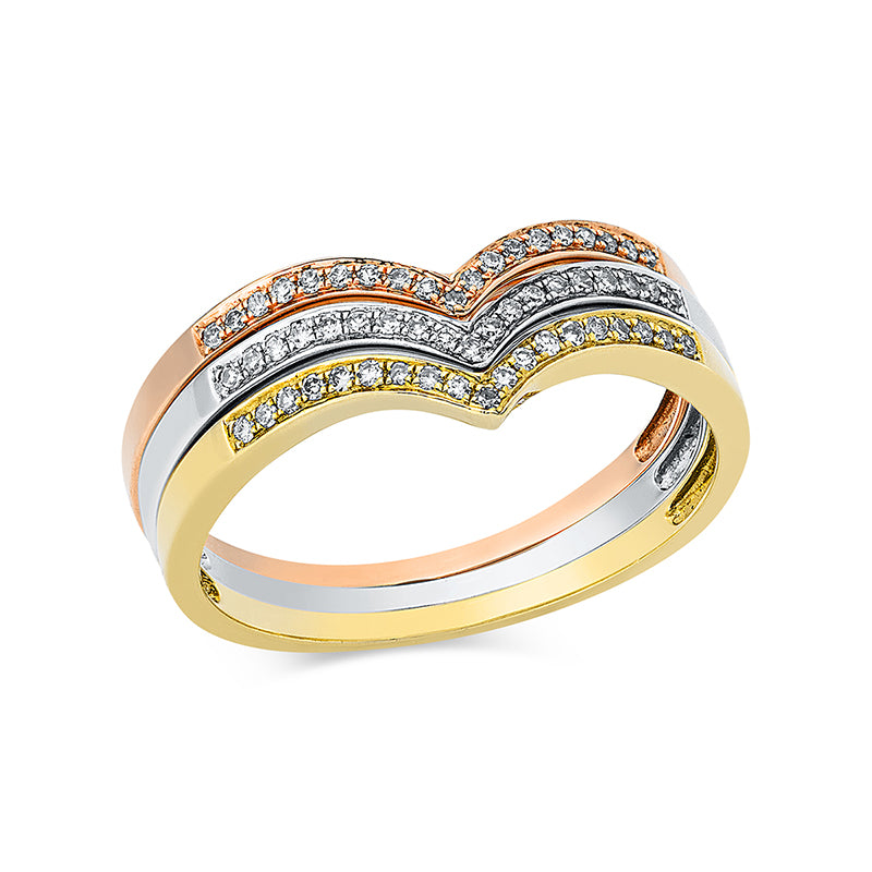 Ring 18 kt WG+GG+RG, drei einzelne Ringe, 57 Dia. 0,15 ct, W-si