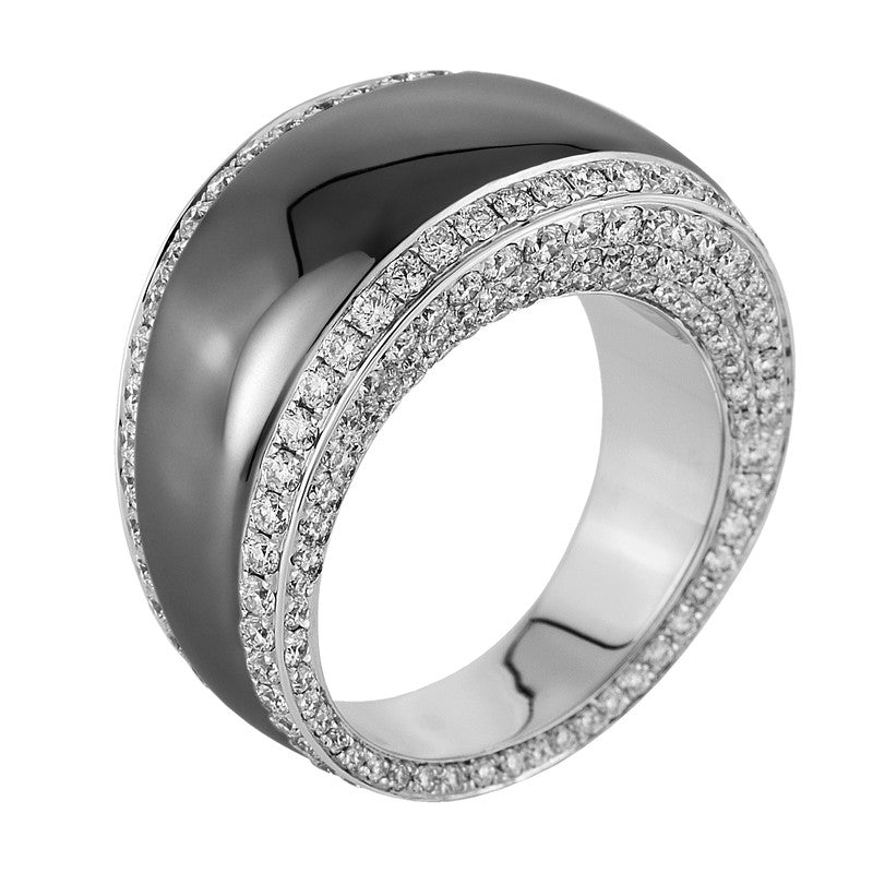 Ring 18 kt WG, schwarz rhodiniert, poliliert, 264 Brill. 2,75 ct, TW-vsi/si
