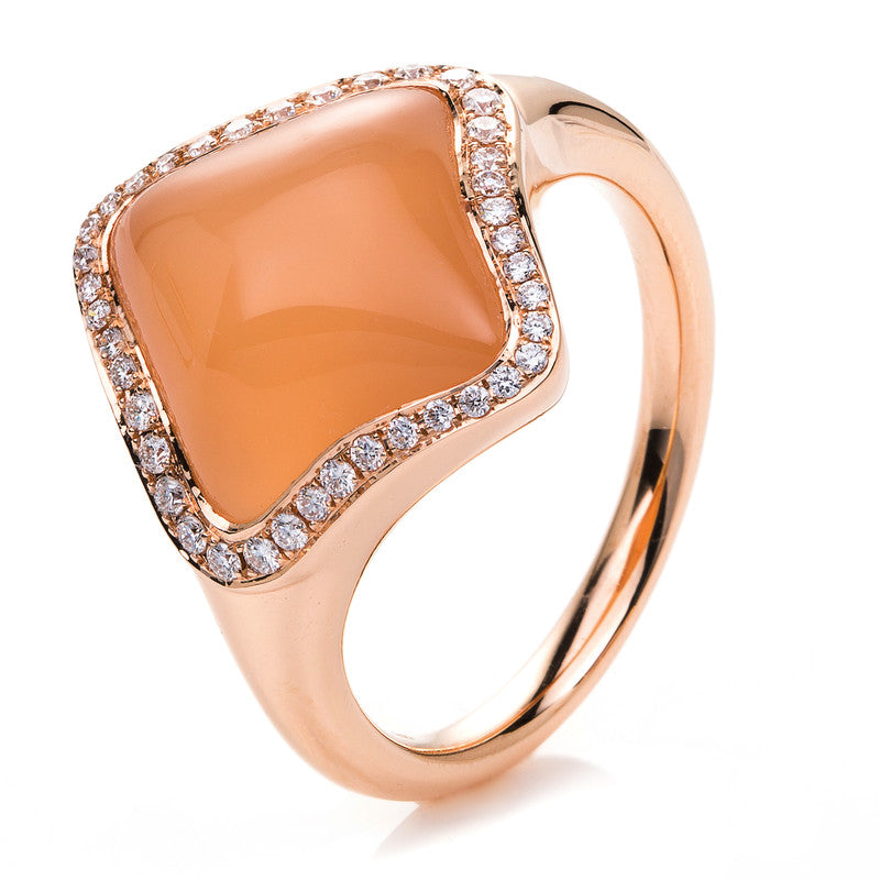 Ring 18 kt RG, 40 Brill. 0,20 ct, TW-vsi, 1 Mondstein 6,97 ct orange