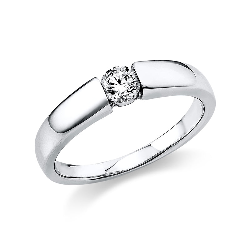 Ring 14 kt WG, poliert, 1 Brill. 0,25 ct, TW-si