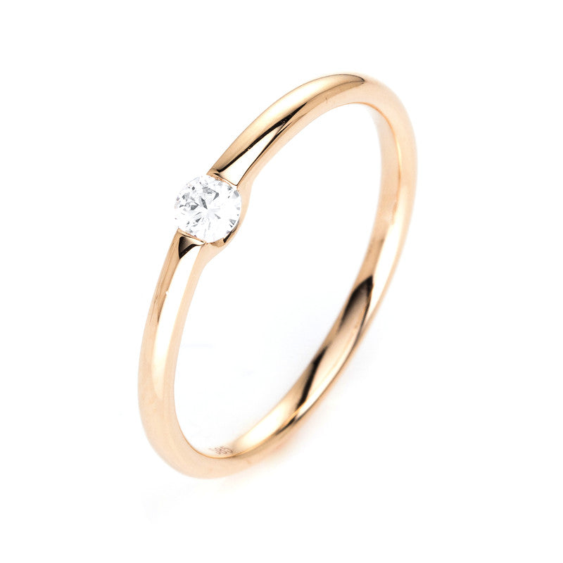 Ring 14 kt GG, 1 Brill. 0,10 ct, TW-si