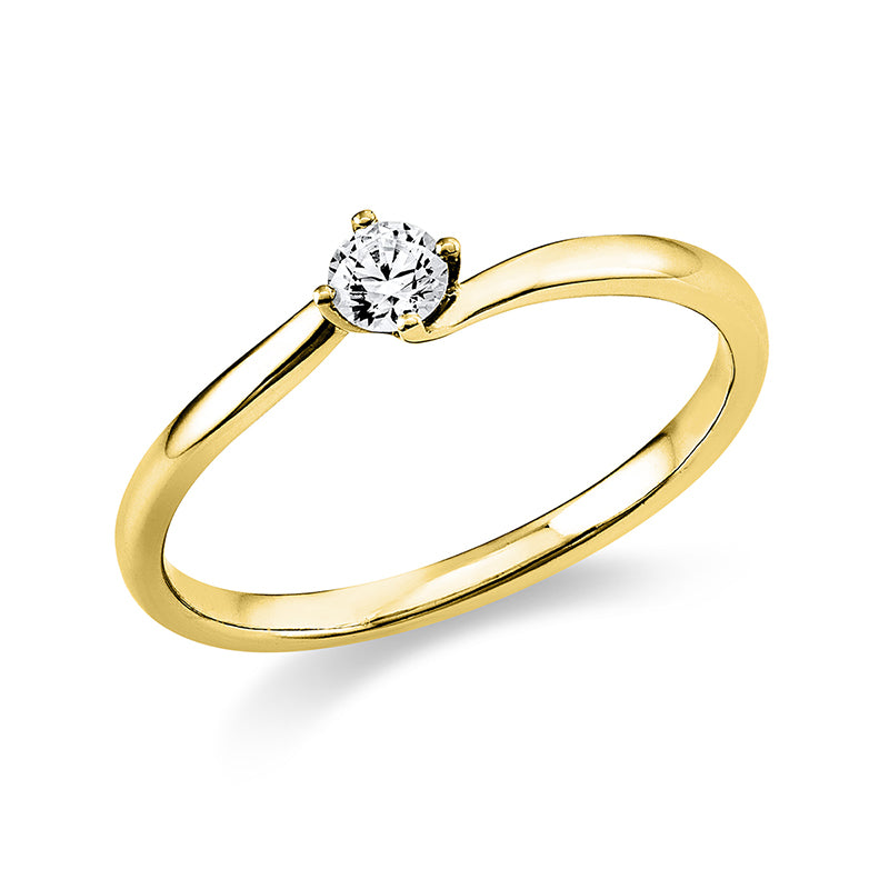 Ring 4er-Krappe 14 kt GG. 1 Brill. 0.15 ct. TW-si. Weite:58