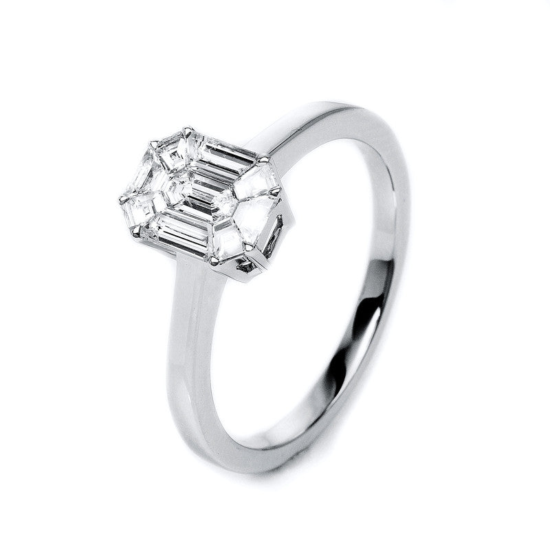 Ring 18 kt WG, 9 Sm.schliff 0,63 ct, TW-si