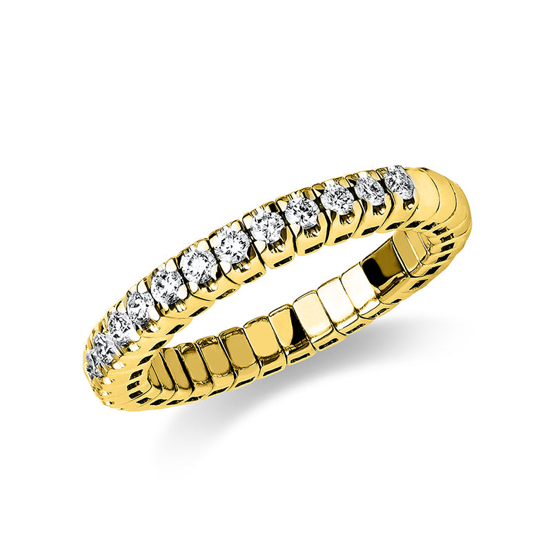 Ring 14 kt GG, Flex-Band, variabel, 17 Brill. 0,46 ct, TW-si