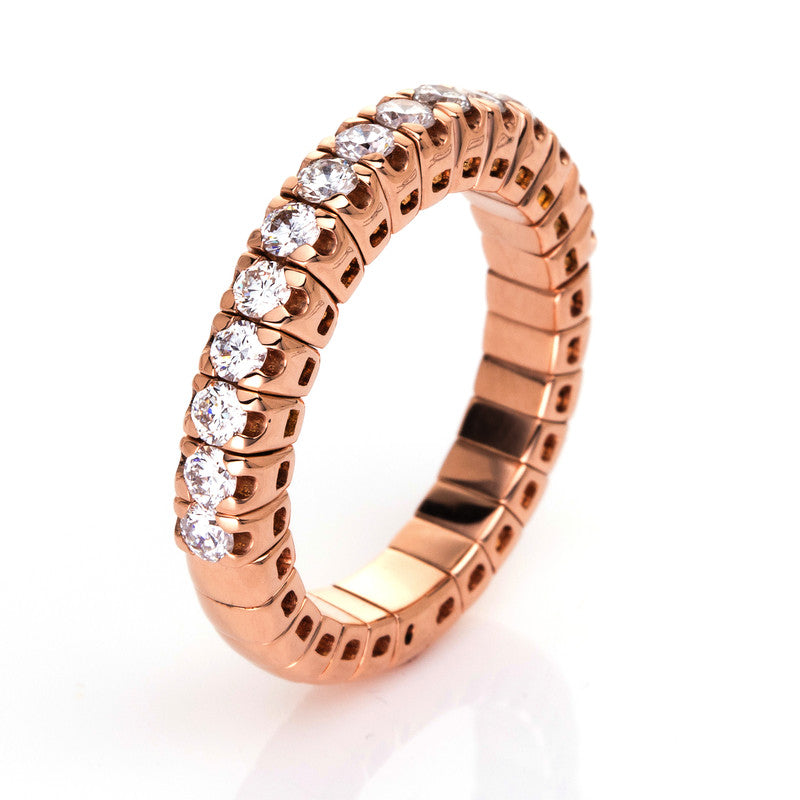 Ring 18 kt RG, Flex-Band, variabel, 15 Brill. 0,74 ct, TW-si