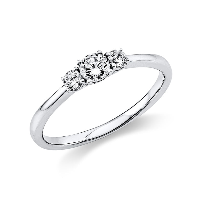 Ring 4er-Krappe 14 kt WG. 1 Brill. 0.20 ct. TW-si. 2 Brillanten 0.14 ct. TW-si. Weite:50