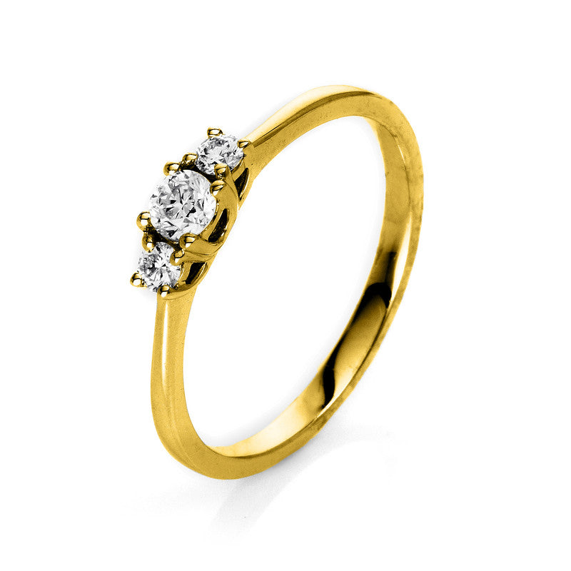 Ring 4er-Krappe 18 kt GG. 1 Brill. 0.14 ct. TW-si. 2 Brillanten 0.10 ct. TW-si. Weite:53