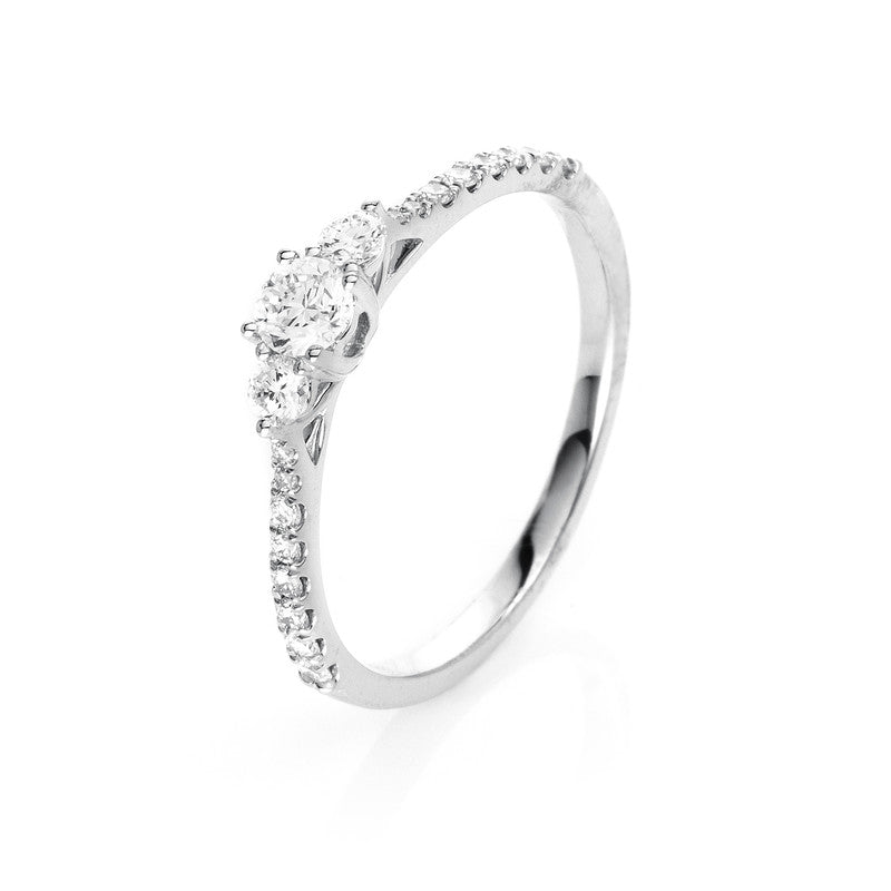 Ring 18 kt WG, 14 Brill. 0,23 ct, TW-si, 1 Brill. 0,17 ct, TW-si, 4 Brill. 0,01 ct, TW-si