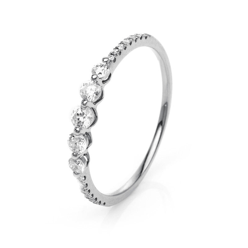 Ring 14 kt WG, 5 Brill. 0,26 ct, TW-si, 14 Brill. 0,06 ct, TW-si