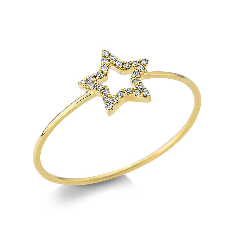 Ring 18 kt GG Stern. 25 Brillanten 0.04 ct. TW-si. Weite:53