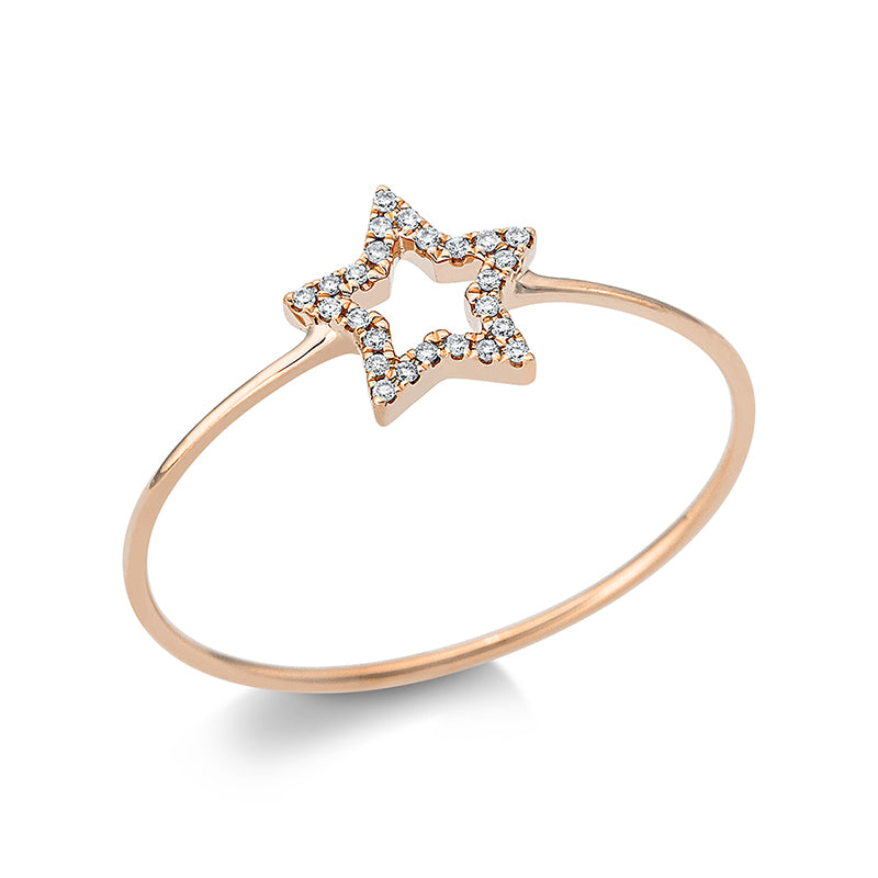 Ring 18 kt RG Stern. 25 Brillanten 0.03 ct. TW-si. Weite:52