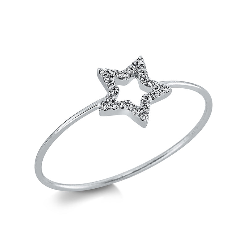 Ring 18 kt WG Stern. 25 Brillanten 0.03 ct. TW-si. H:7.3 mm. B:7.4 mm. S:0.7 mm. Weite:53