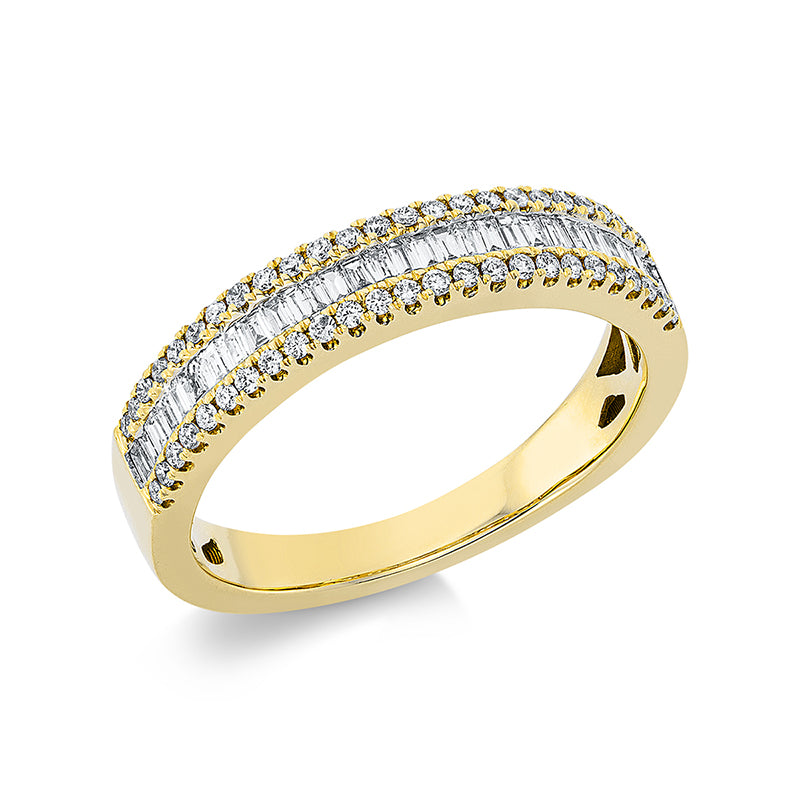 Ring 18 kt GG, 31 Bag. 0,25 ct, TW-si, 50 Brill. 0,20 ct, TW-si