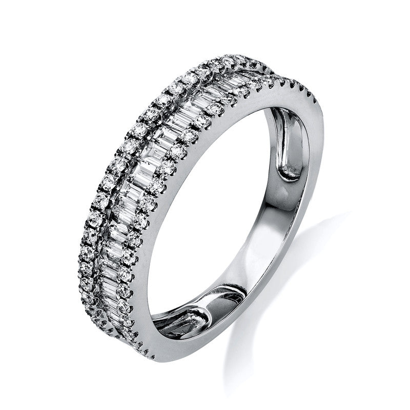 Ring 18 kt WG, 35 Bag. 0,47 ct, TW-si, 54 Brill. 0,32 ct, TW-si