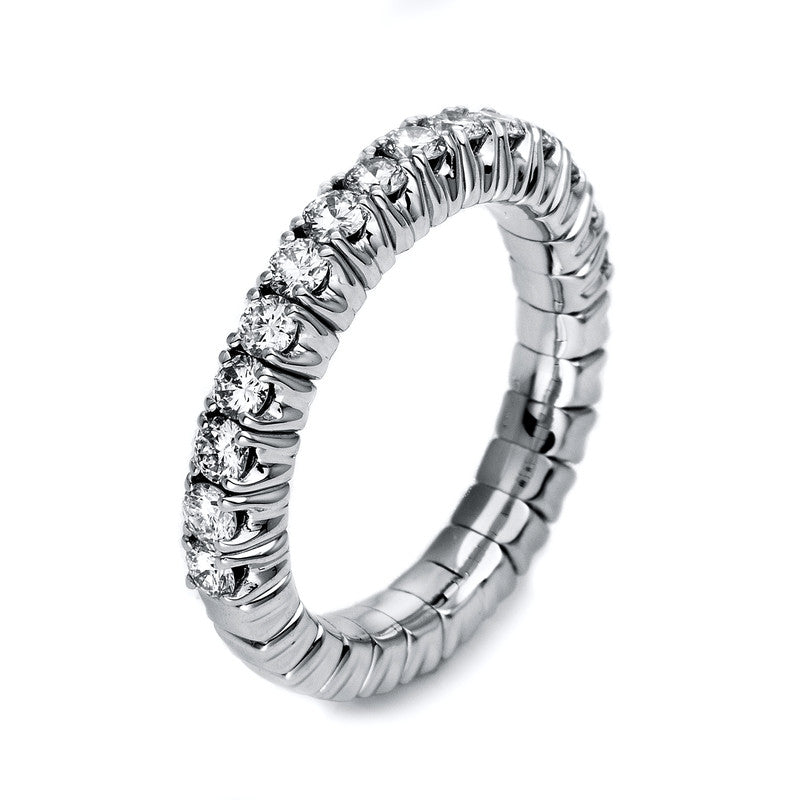 Ring 18 kt WG, Flex-Band, variabel, rhodinier, 15 Brill. 0,69 ct, TW-si