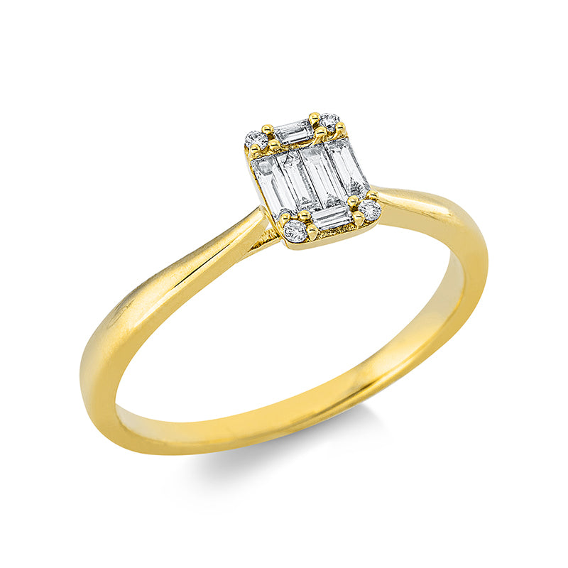 Ring 18 kt GG, 4 Bag. 0,10 ct, TW-si, 2 Bag. 0,02 ct, TW-si, 4 Brill. 0,02 ct, TW-si