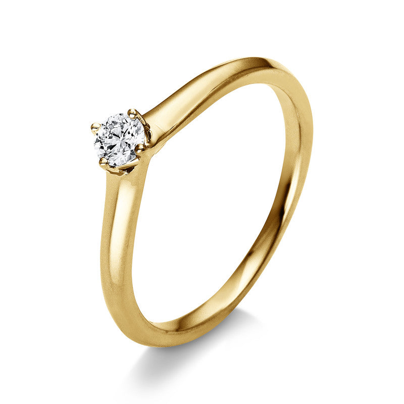 Ring 4er-Krappe 14 kt GG. 1 Brill. 0.15 ct. TW-si. H:4.3 mm. B:4.3 mm. S:2.5 mm. Weite:54