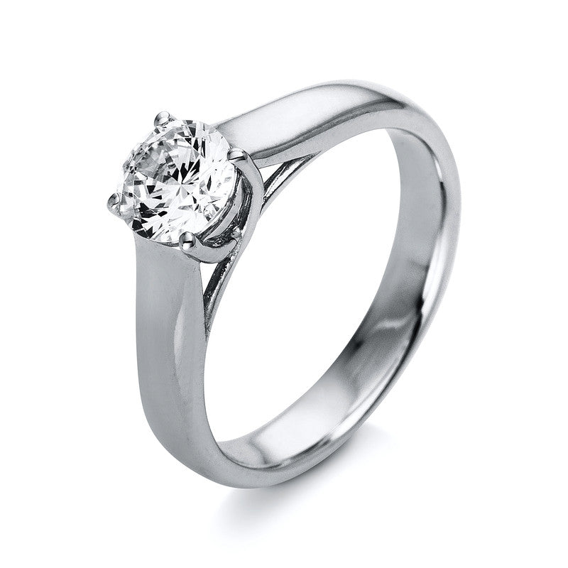 Ring 4er-Krappe 18 kt WG. 1 Brill. 0.75 ct. TW-si. B:3.6 mm. Weite:54