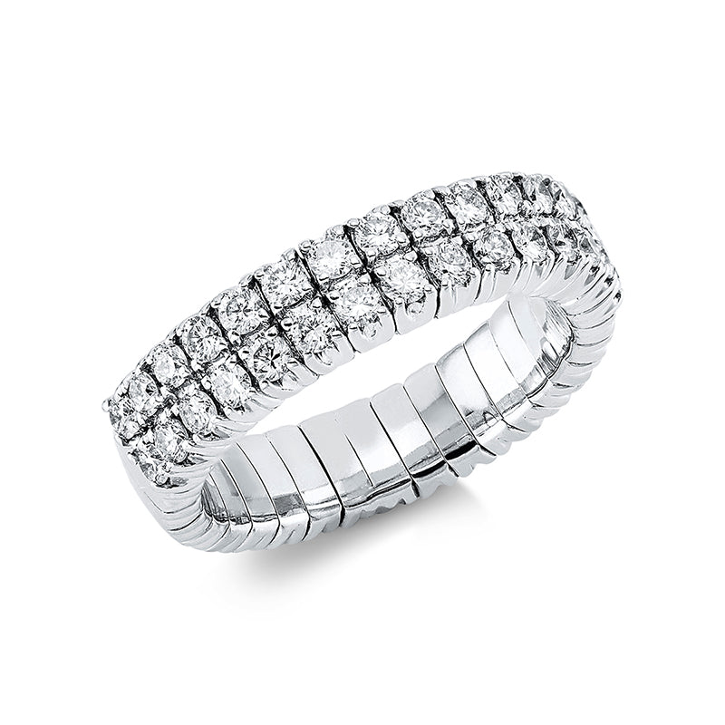 Ring 18 kt WG, Flex-Band, variabel, rhodinier, 30 Brill. 0,89 ct, TW-si