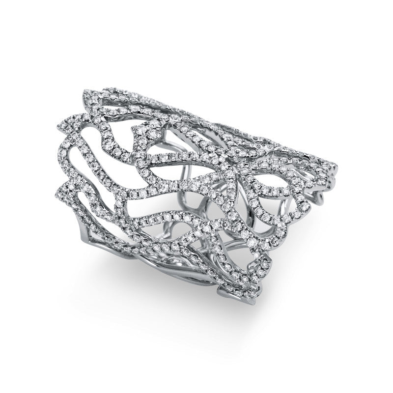 Ring 18 kt WG. 284 Brillanten 1.92 ct. TW-si. B:35.2 mm. Weite:53