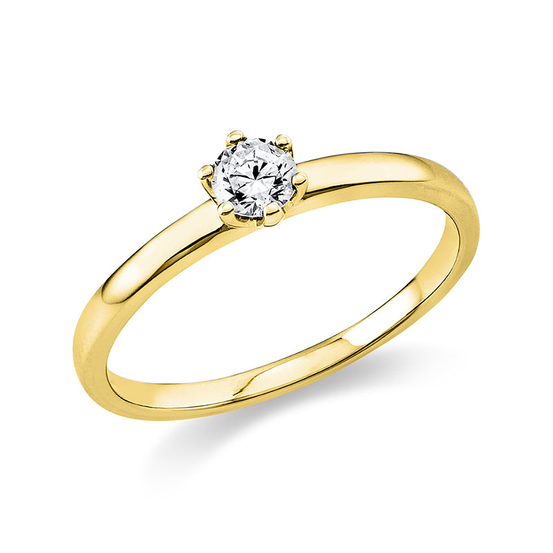 Ring 6er-Krappe 14 kt GG. 1 Brill. 0.20 ct. TW-si. B:1.7 mm. Weite:55