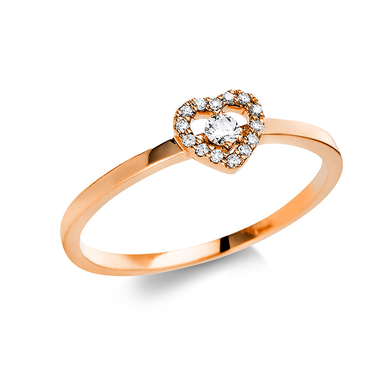 Ring 18 kt RG, 15 Brill. 0,09 ct, W-si