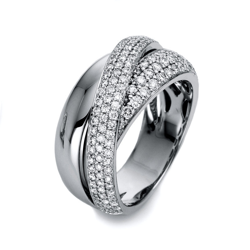 Ring 18 kt WG. 143 Brillanten 1.17 ct. W-si. B:10.2 mm. Weite:55