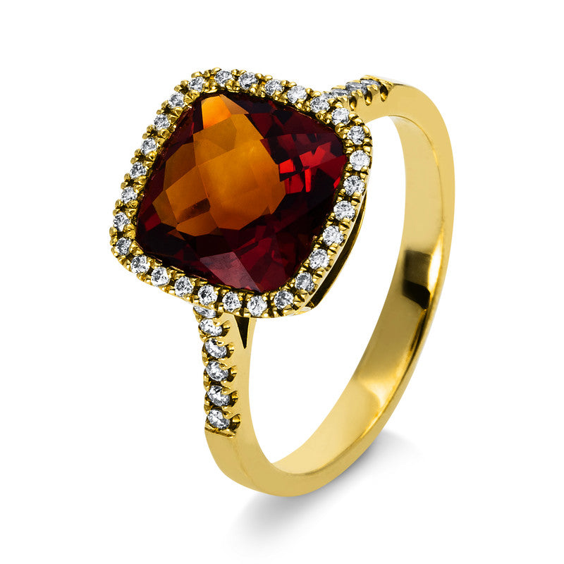 Ring 18 kt GG, 40 Brill. 0,21 ct, TW-si, 1 Citrin 3,00 ct mandarin