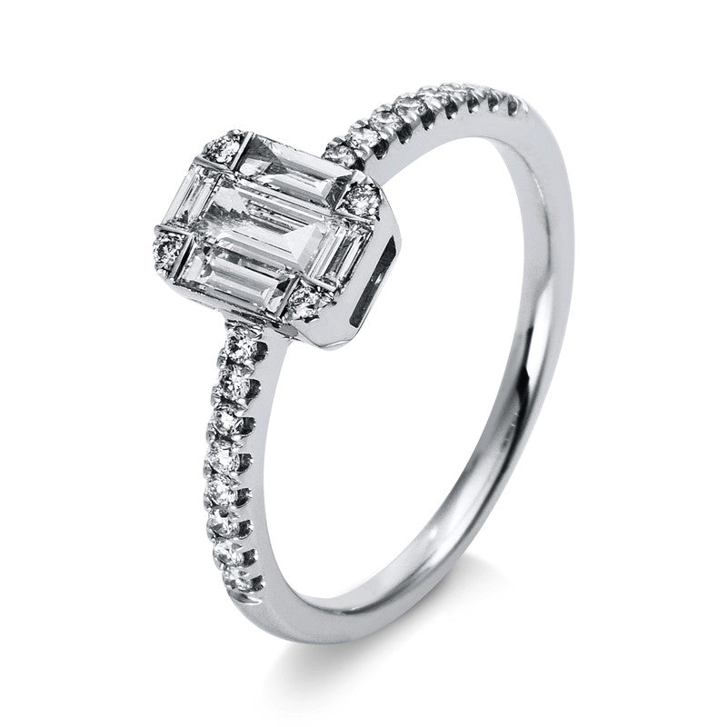 Ring 18 kt WG, 5 Bag. 0,35 ct, TW-si, 20 Brill. 0,16 ct, TW-si