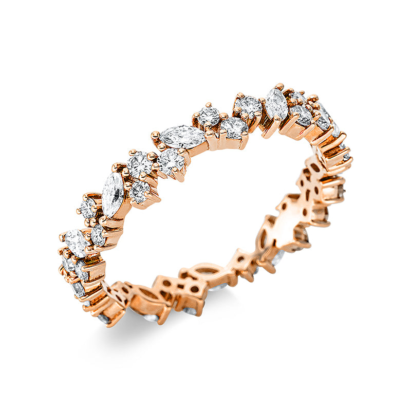 Ring 18 kt RG, 10 Nav. 0,39 ct, TW-si, 27 Brill. 0,53 ct, TW-si