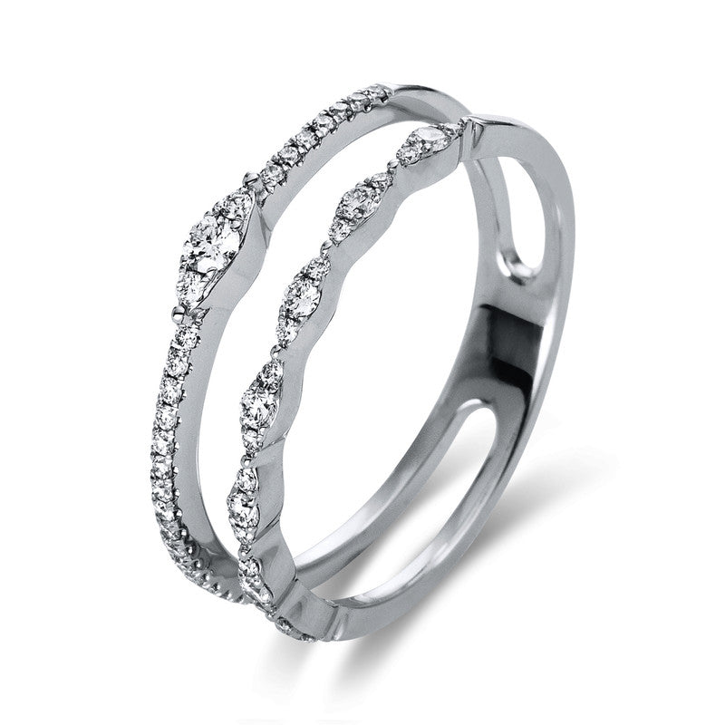 Ring 14 kt WG, 8 Brill. 0,13 ct, TW-si, 39 Brill. 0,14 ct, TW-si