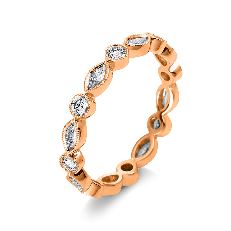 Ring 18 kt RG, 8 Nav. 0,44 ct, TW-vsi/si, 8 Brill. 0,37 ct, TW-vsi/si