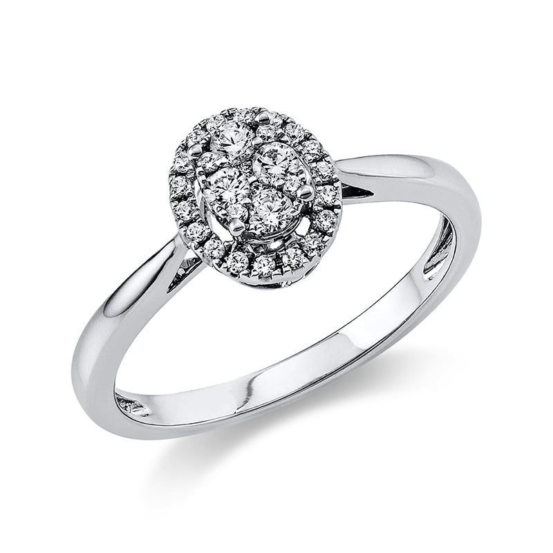 Ring 14 kt WG. 4 Brillanten 0.13 ct. TW-si. 24 Brillanten 0.17 ct. TW-si. Weite:53