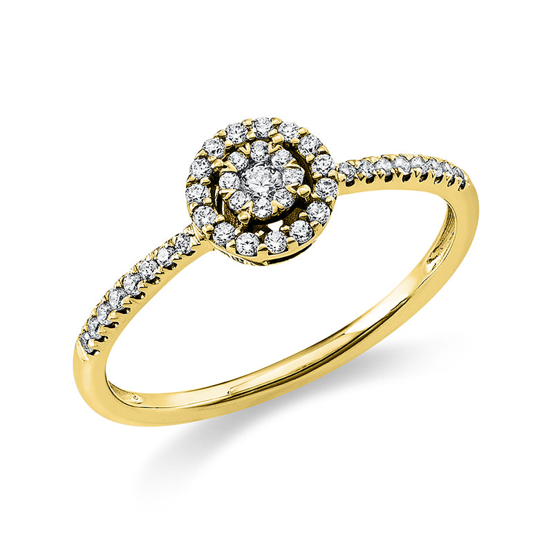 Ring 18 kt GG, 1 Brill. 0,03 ct, TW-si, 39 Brill. 0,18 ct, TW-si