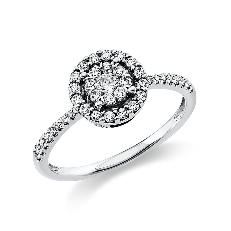 Ring 18 kt WG, 1 Brill. 0,08 ct, TW-si, 40 Brill. 0,31 ct, TW-si