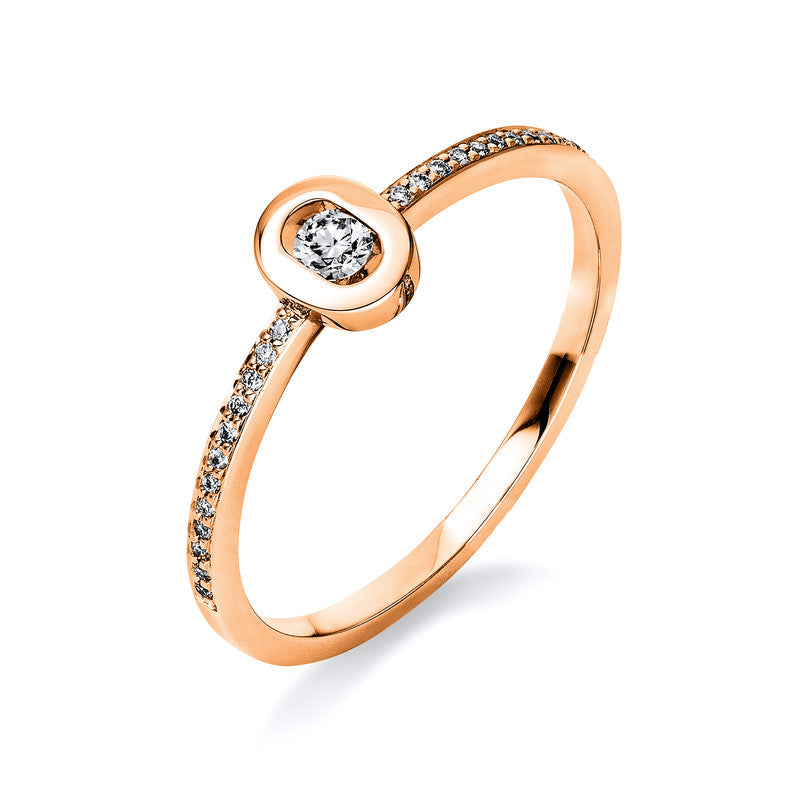 Ring 14 kt RG, 1 Brill. 0,08 ct, TW-si, 24 Brill. 0,07 ct, TW-si