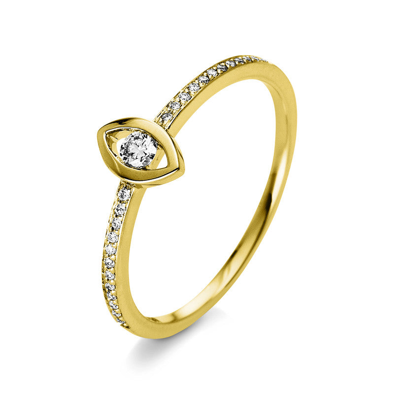 Ring 18 kt GG, 1 Brill. 0,07 ct, TW-si, 24 Brill. 0,06 ct, TW-si