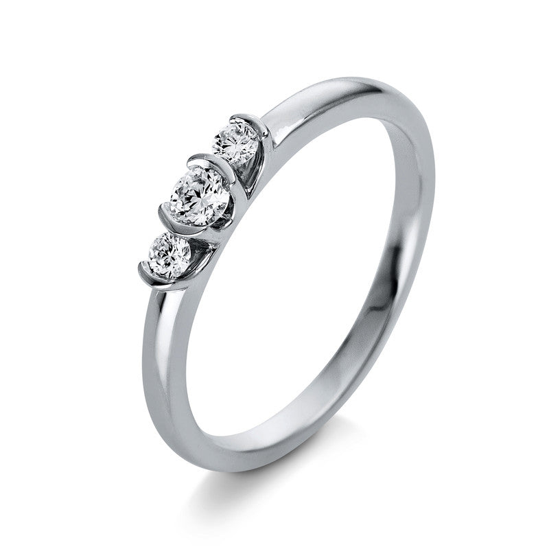 Ring 18 kt WG, 1 Brill. 0,10 ct, TW-si, 2 Brill. 0,10 ct, TW-si