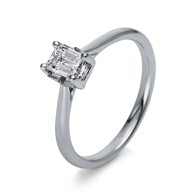 Ring 18 kt WG, 6 Bag. 0,12 ct, TW-si, 1 Sm.schliff 0,47 ct, TW-si
