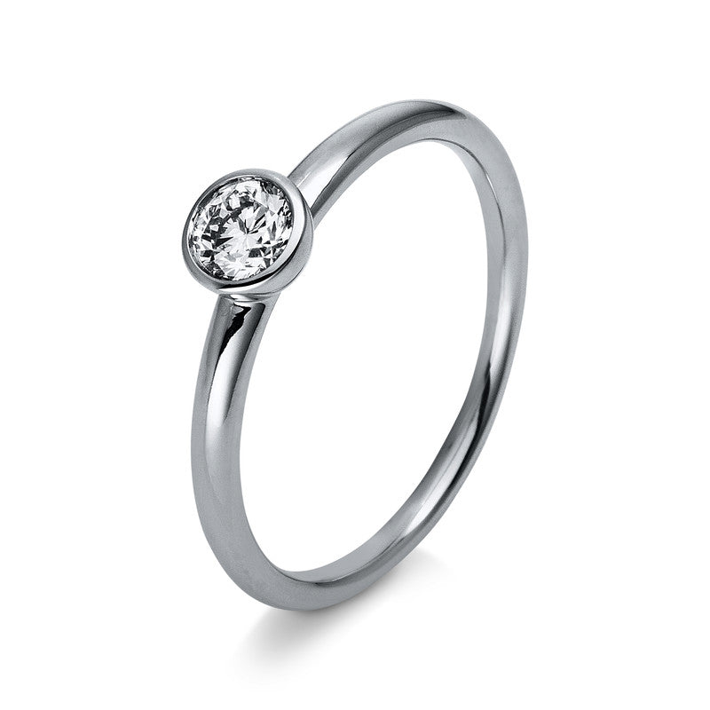 Ring Zarge 18 kt WG. 1 Brill. 0.27 ct. TW-si. Ø:5.0 mm. Weite:53