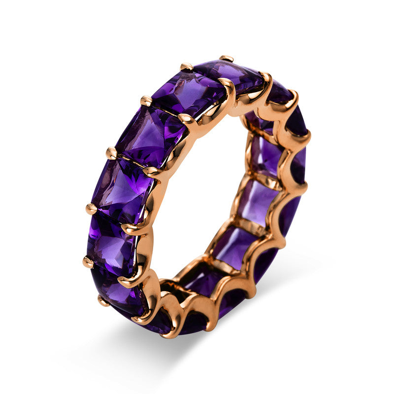 Ring 4er-Krappe 18 kt RG. 14 Amethyste 8.46 ct lila. B:6.1 mm. Weite:54.5