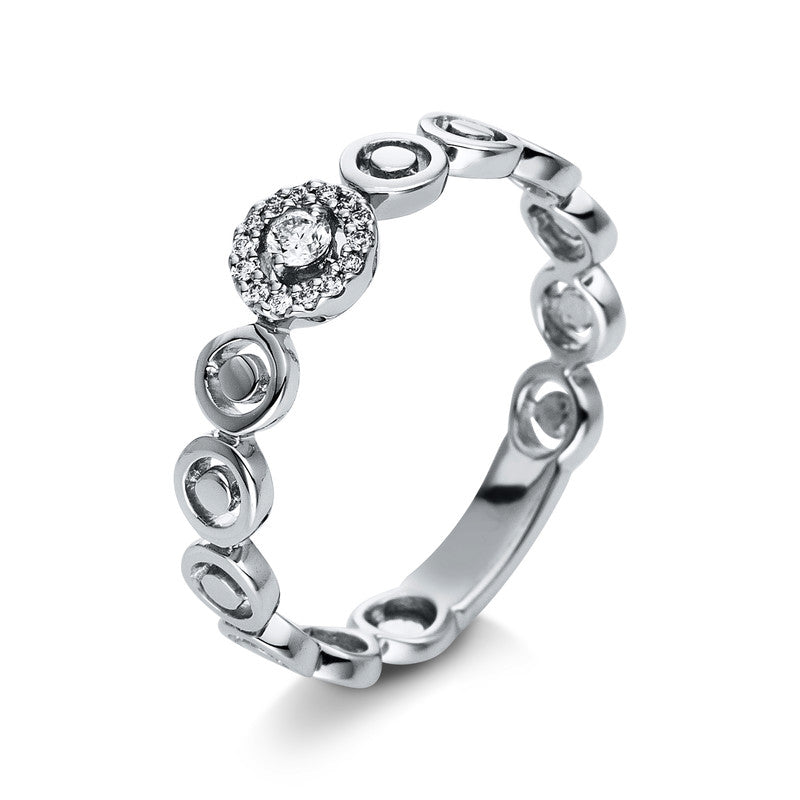 Ring 18 kt WG, 15 Brill. 0,08 ct, W-si