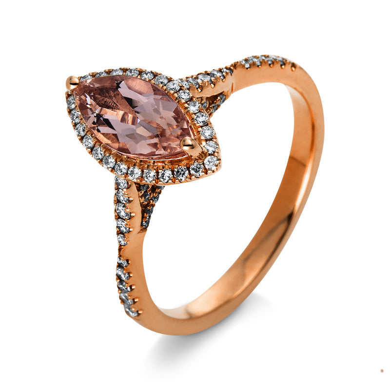 Ring 14 kt RG, 92 Brill. 0,35 ct, TW-si, 1 Morganit 0,89 ct rosé