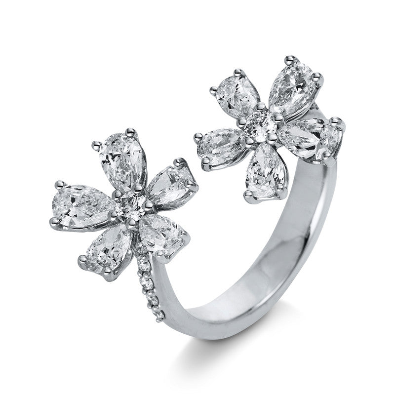 Ring 18 kt WG, 10 Tropfen 1,81 ct, TW-vsi/si, 12 Brill. 0,22 ct, TW-vsi/si