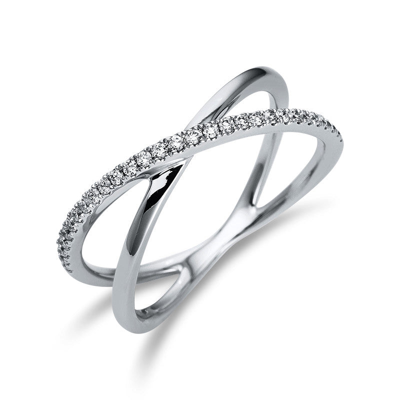 Ring 18 kt WG. 29 Brillanten 0.17 ct. TW/W-vsi. Weite:54